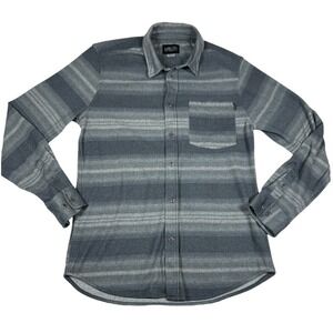 Valor Collective Button Down Shirt Mens Medium Grey Good Striped Flannel Style